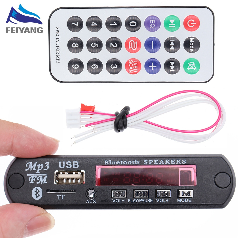5V 12V MP3 Áudio Do Carro WMA Decodificador Placa Sem Fio Bluetooth 5.0 TF USB Rádio FM Módulo De Tela Colorida MP3 Play