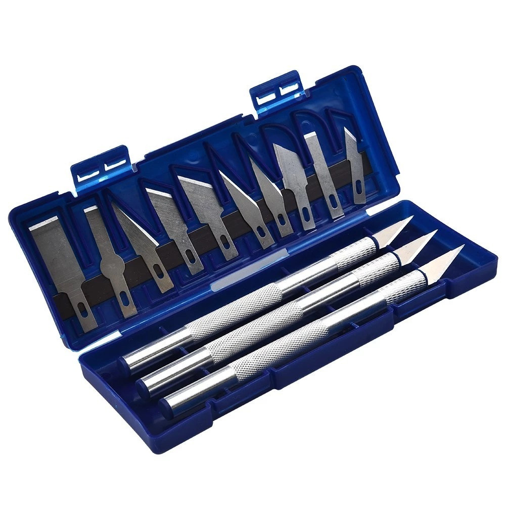 Kit Estilete de Precisão, 13 Peças (com Estojo Magnético) – Ideal para Artesanato e Modelismo