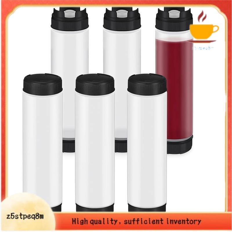 6 Pces 16 Oz Condimento Squeeze Garrafas Invertidas Plástico Garrafa Para Molhos Ponta Recarregável Grande Válvula Dispe