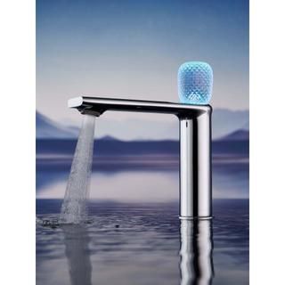 Torneira de bacia de cristal quente e fria todo cobre banheiro lavatório lavagem torneira único furo atmosfera lâmpada a