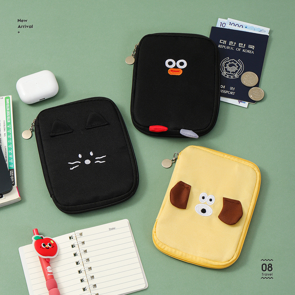 Coreia coreia romana bonito dos desenhos animados zíper titular do cartão cão coelho dobrável moeda bolsa portátil peque