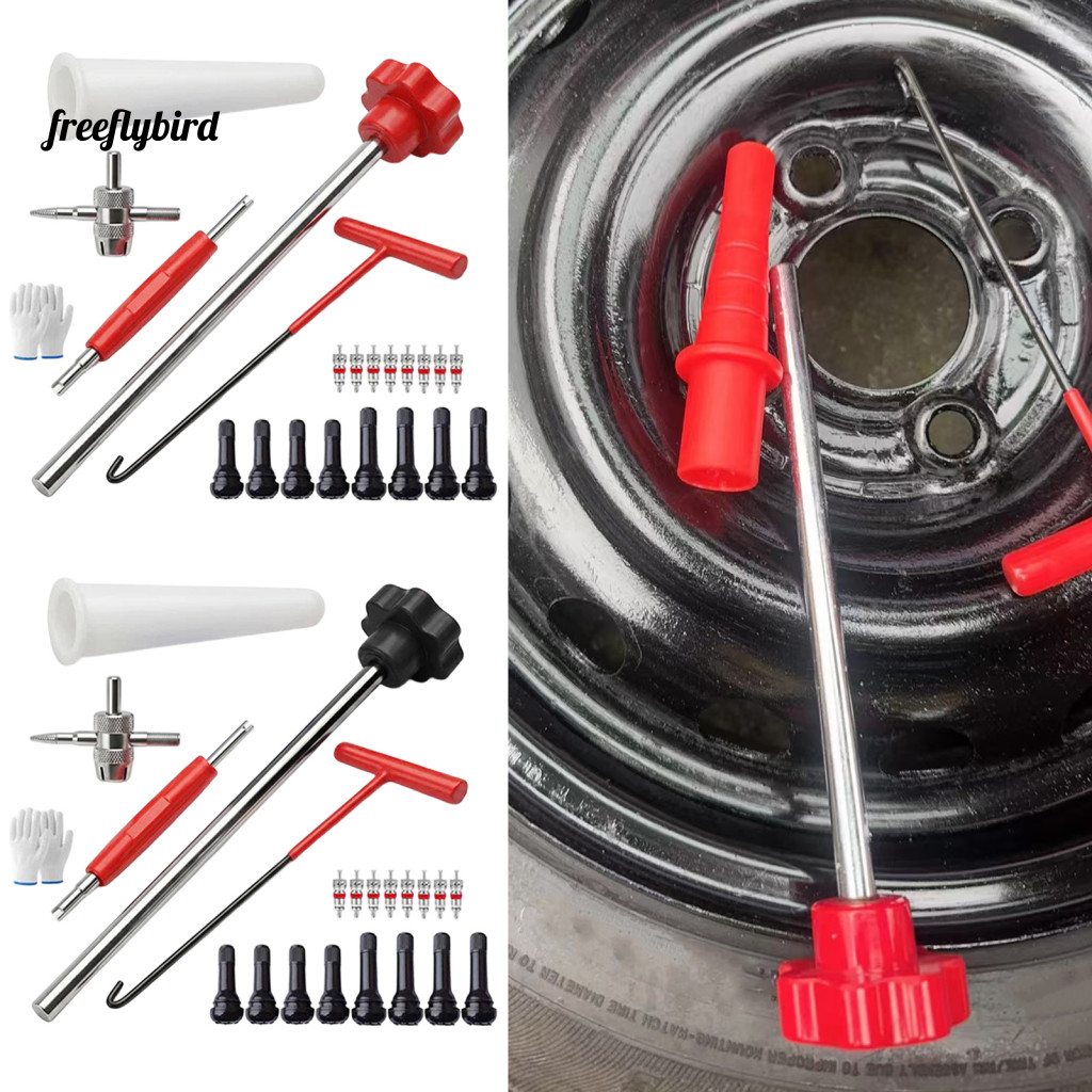 Tire Valve Tool Kit Core Replacement 23pcs Stem Set with Quick Change Installer for Tr413/tr414 Valves 4-way for Cars fo