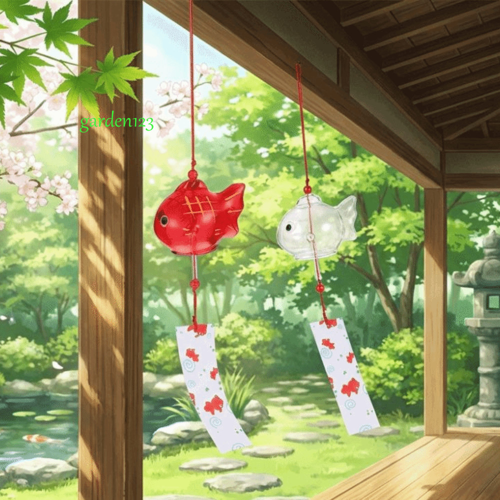 Carrilhão De Vento De Peixe Dourado AGARDEN , Transparente Estilo Japonês , Ornamento De Suspensão De Vidro