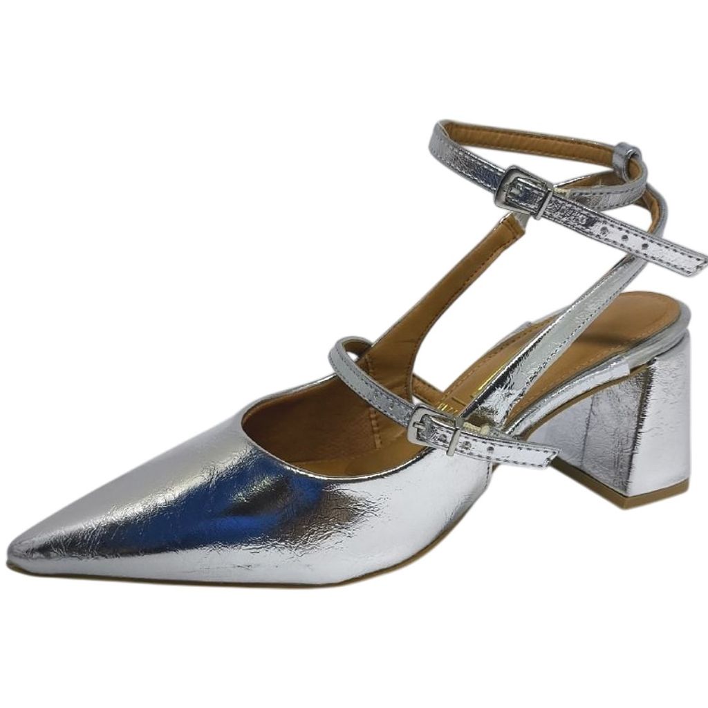 Sapato Feminino Scarpin Boneca Bico Fino Metalizado Vizzano