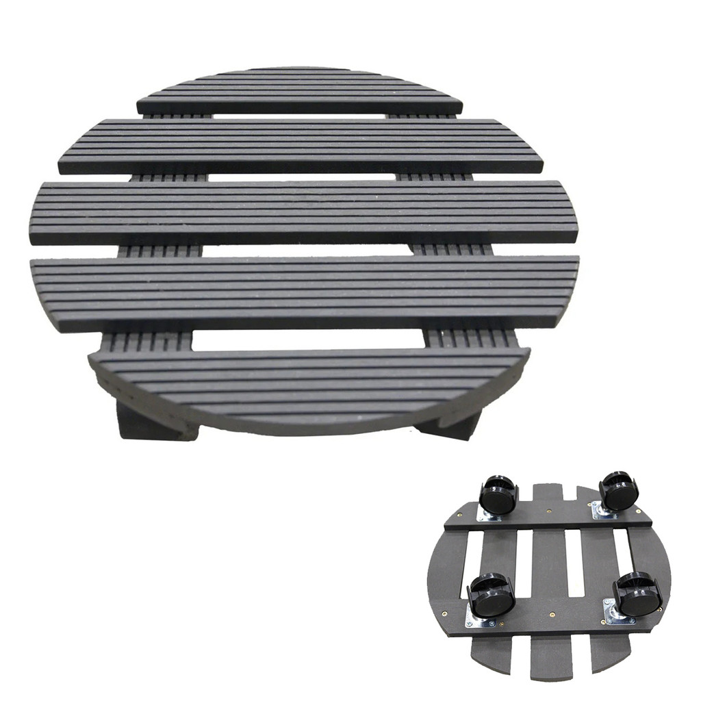 Suporte Vaso Planta Redondo Rodinhas Deck Movel Decoracao Pallet Jardim Varandas Sacadas Resistente Versatil