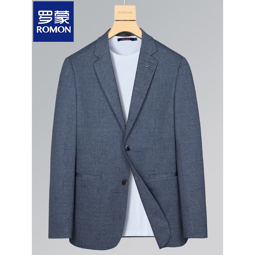 Romon cinza Casual masculino terno jaqueta verão fino gelo seda respirável negócios Formal terno fino-ajuste All-match t