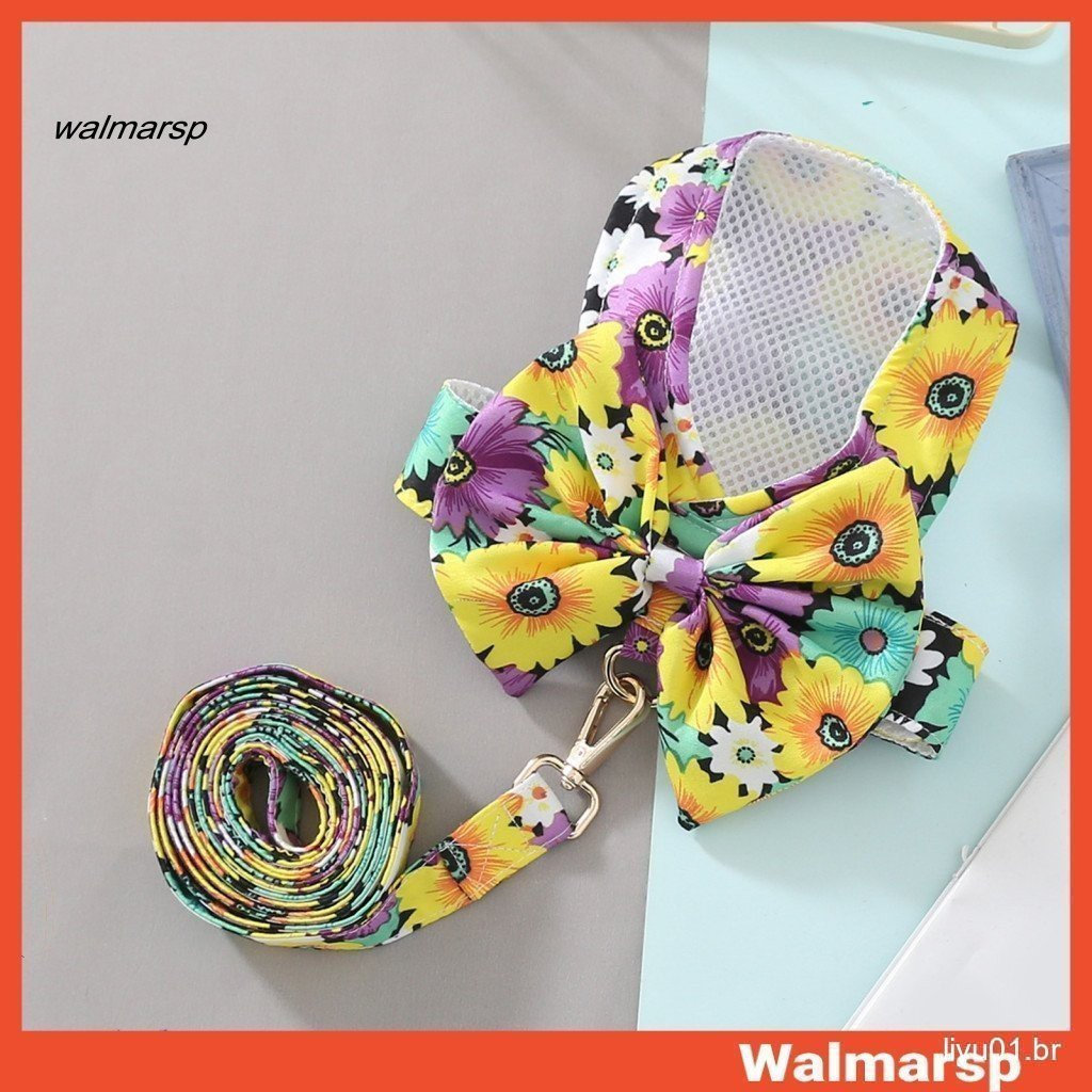 Conjunto De Trela De Arnês De Uso Duplo Acessórios De Verão Coleira Para Cães E Gatos Ajustável
