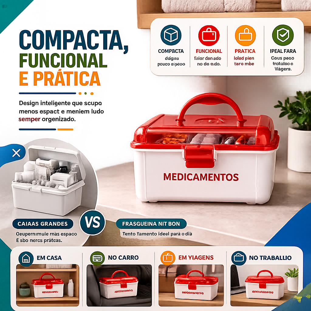 Kit 10 Un Maleta De Primeiros Socorros Pequena Branca 19 x 15 x 10cm Compacta Prática — imagem 2 de 2