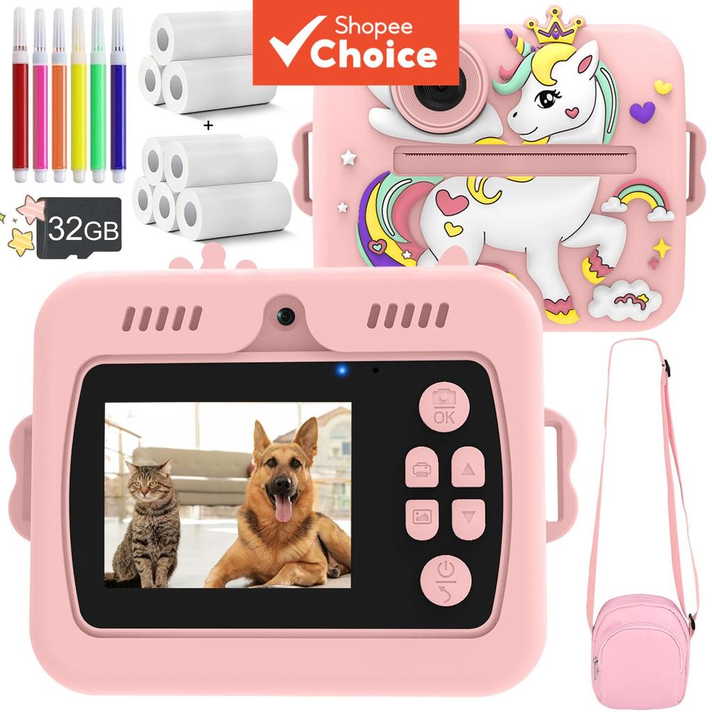 Câmera Instantânea, Câmera Infantil com Impressão Instantânea para Meninos e Meninas, Presente de Natal e Aniversário,