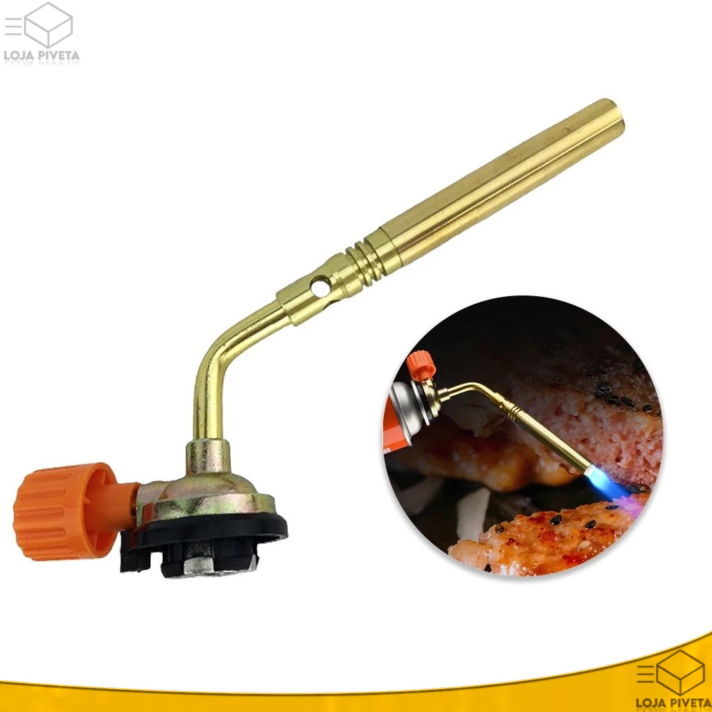 Bico Maçarico Portátil Fino Regulável Profissional Para Cartucho 150mm Com Regulador Ajustável