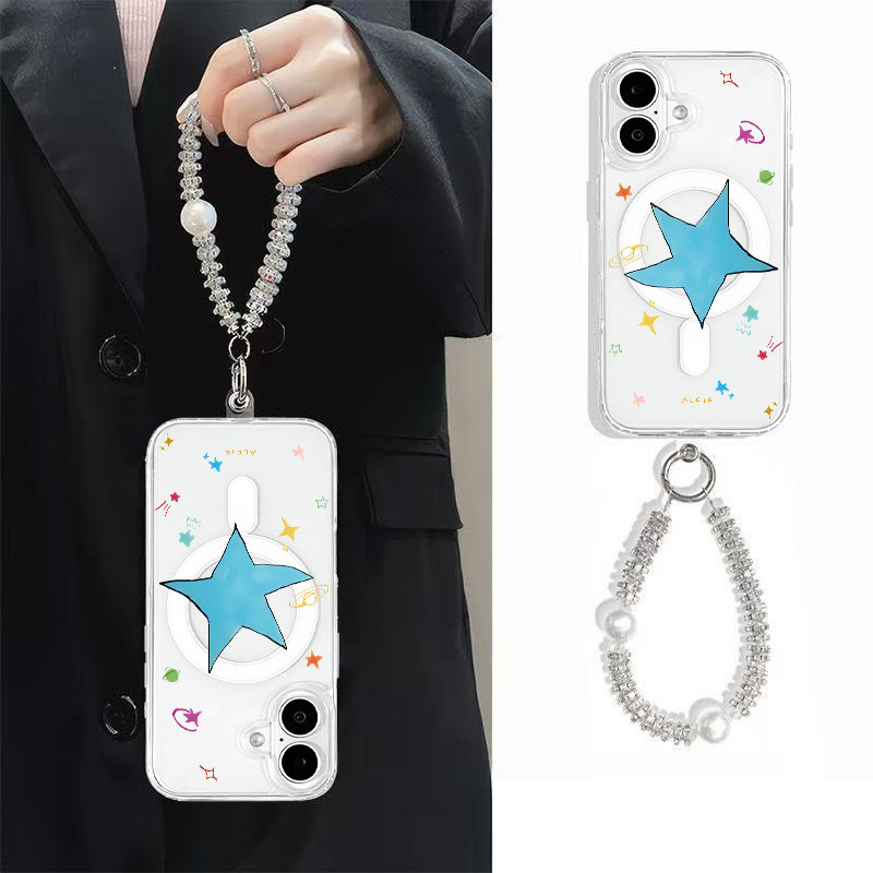 Capa Estrela Transparente MagSafe + Pulseira para Samsung Galaxy Note 9/10/20 S21/S22/S23/S24/S25/S26 ultra fe edge
