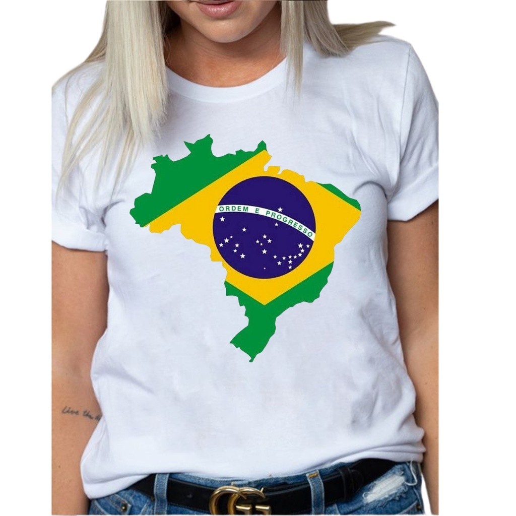 Blusa T-shirt Camiseta SELEÇÃO BANDEIRA DO BRASIL MAPA