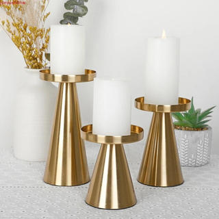 JUNYUE 3 Pçs/SET Castiçal Dourado Nórdico , Em Forma De Cone De Base Ampliada , Suporte