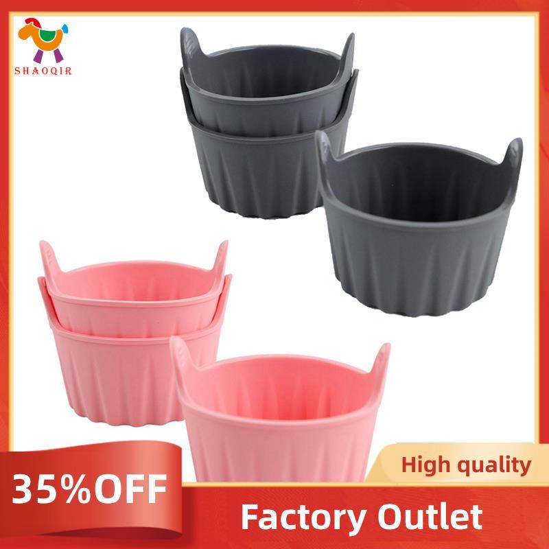 6 Pçs Silicone Fritadeira De Ar Ovo Molde Mordida Rosa & Cinza Muffin Forro Escalfado Copos Para Microondas