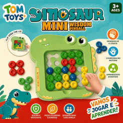 Brinquedo Jogo de Encaixe Educativo MINI Tabuleiro Dinossauro Raciocínio Lógico