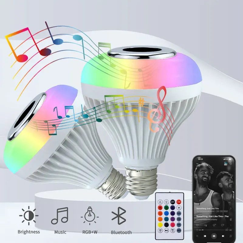 RGB Inteligente Bluetooth Alto-Falante Música Lâmpada Colorida Palco Com Controle Remoto E27 12W Led Regulável Para Fest