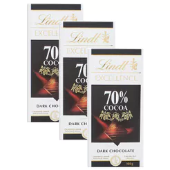 Kit 3 Chocolate Lindt Excellence 70% Cocoa Dark com 100g