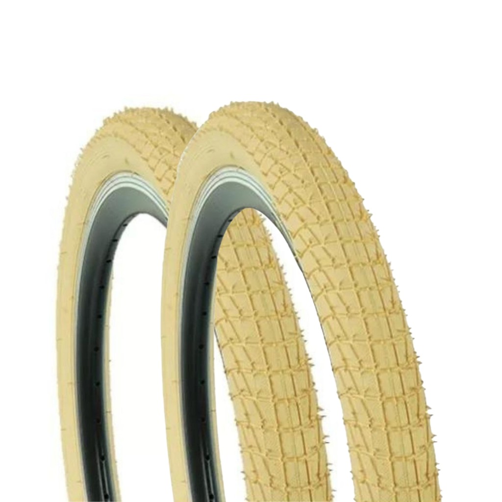 Par de Pneu BMX Aro 20x1.95 Greenstone Slick Creme SRI-45 Bike Freestyle Resistente 47-406