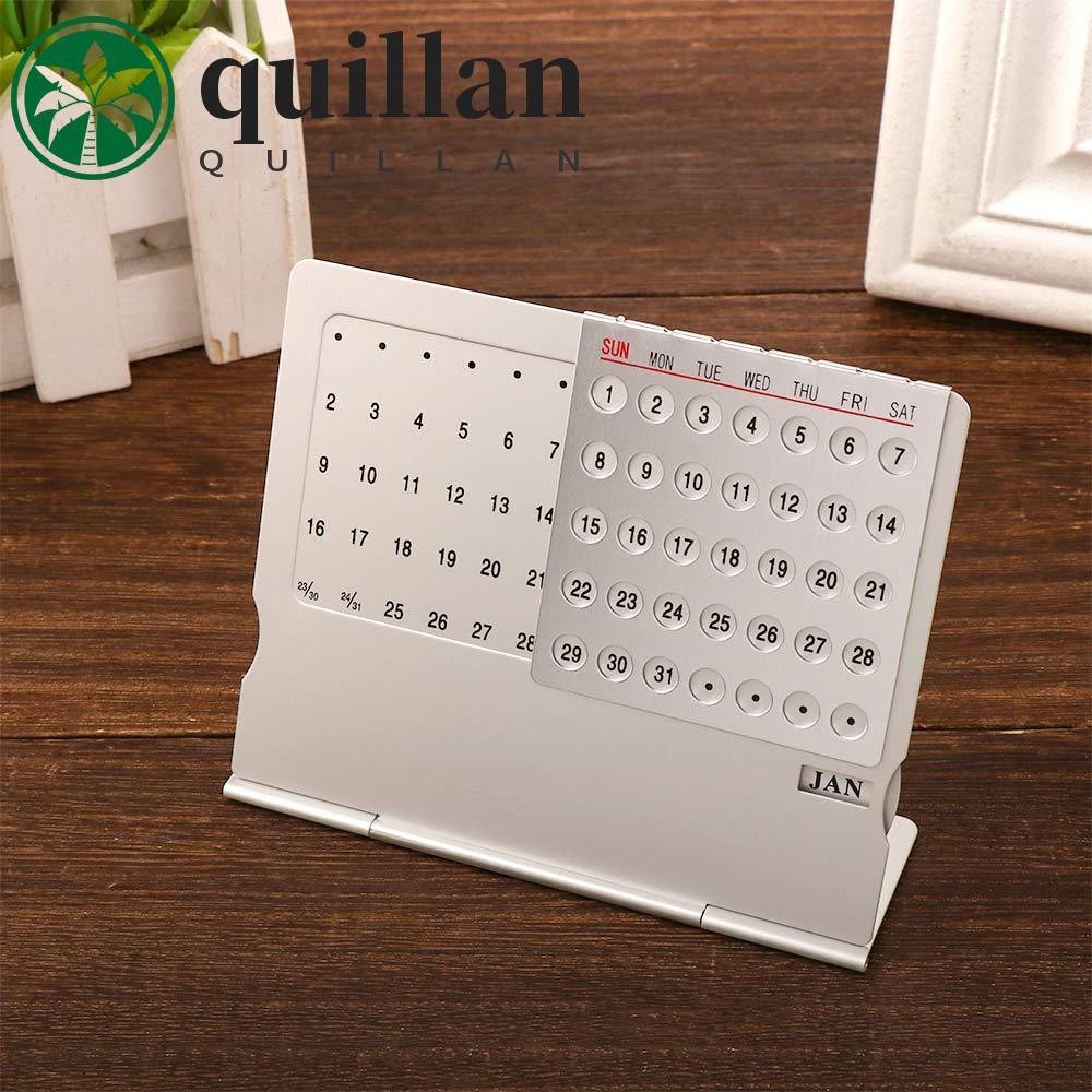 QUILLAN 100 Anos Calendário Prata Durável Liga De Alumínio Inglês Material De Escritório Decoração De Mesa Perpétuo