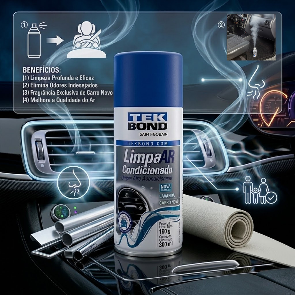 Limpa Ar Condicionado Tekbond Neutro 300ml – Higienizador Automotivo Granada