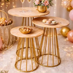 Kit Mesas Redonda Cone Ripado Cilindro Ferro Para Decorações De Festa Pegue Monte Aniversário
