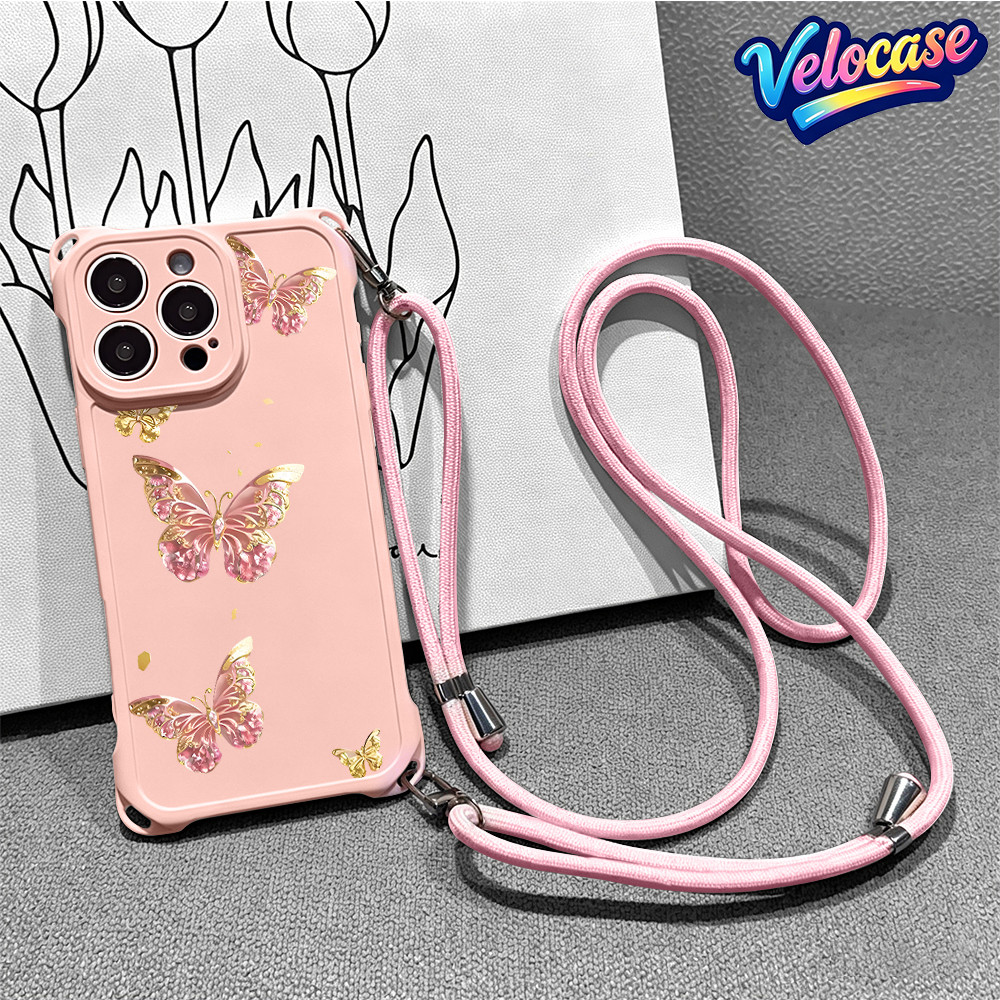 Capa Anti-Impacto Para iPhone 15 14 13 12 11 8 7 XR SE Plus Capinha Com Cordão Crossbody Chique Capa De Celular FSGS9616