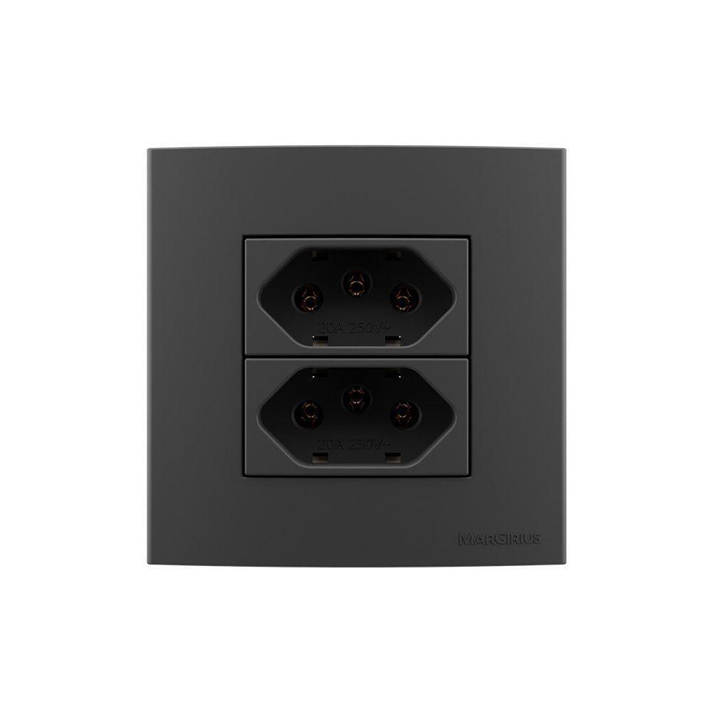 Placa Para Móveis 80x80 Com Tomada Usb-a 1a 5w E Tomada 2p+t 20a Margirius Sleek Branca