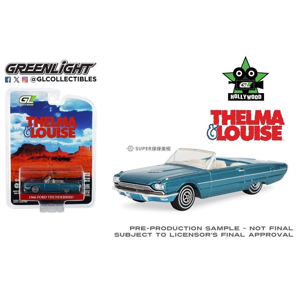 Greenlight 1:64 Ford Thunderbird Conversível de 1966 do filme Thelma & Louise (1991) 44940E SUVQ