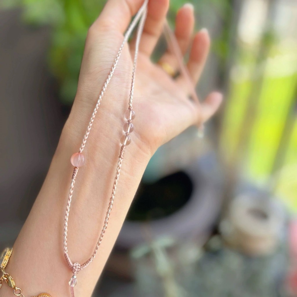 {Rosa champanhe} champanhe rosa branco cristal trançado corda colar diy produto Semi-acabado pode pendurar cordão de Jad