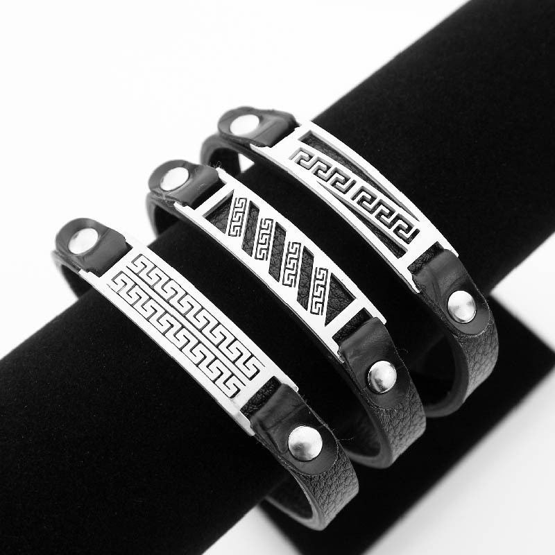 Pulseira de couro retrô para homens, pulseira versátil para casais, acessório metálico personalizado