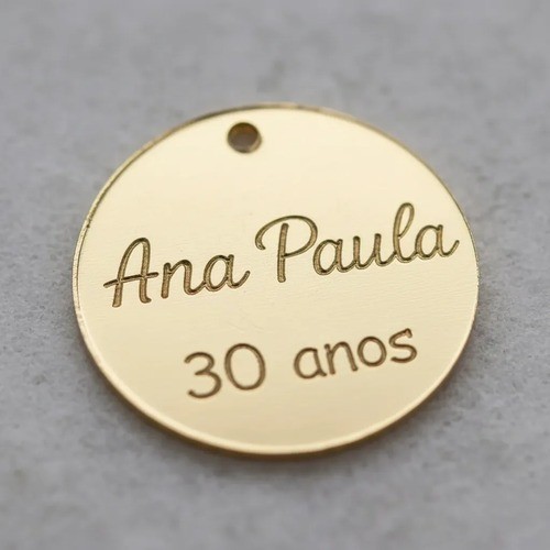 Tag Pingente Lembrancinha Acrilico Espelhado Chaveiro 5 cm Personalizado Aniversário Casamento
