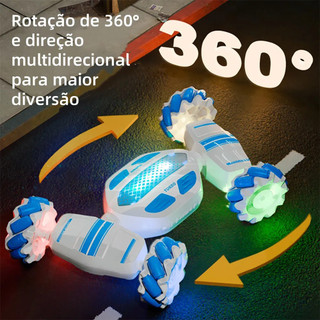 Carro RC Controle Remoto 360 Graus com Luzes LED Coloridas, Alta Qualidade, Veículo de Brinquedo