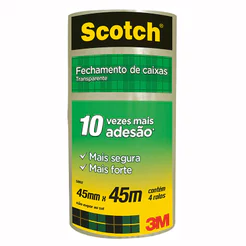 Fita para embalagem transparente 45mmX45m com 4 rolos 5802 3M