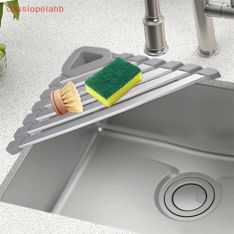 (cassiopeiahb) 46 * 32CM Grande Durável Roll Up Corner Sink Ra Triangle Organizador De Pia De Cozinha Dobrável Sobre A S