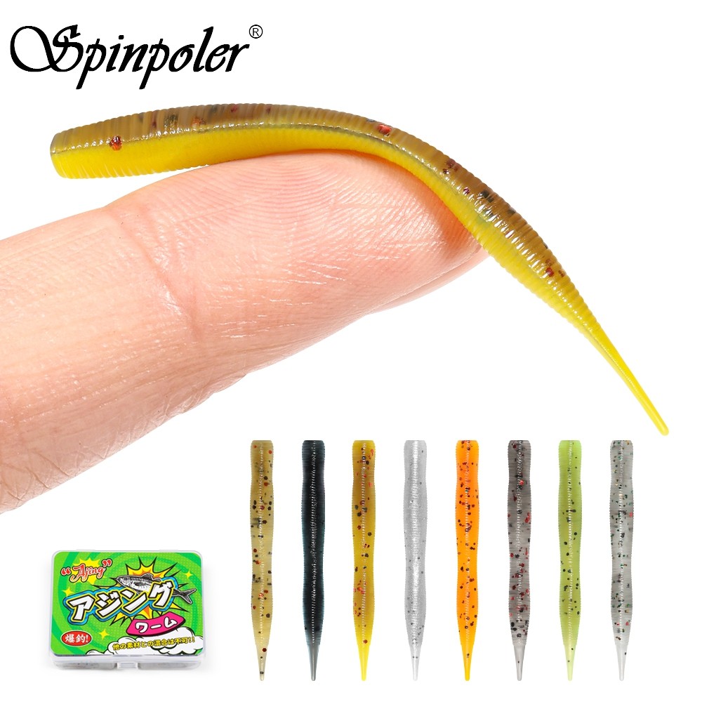 Spinpoler 1.9 " Micro Soft Worm 0.3g Isca De Sanguessuga Flutuante 8 Cores TPR Artificial 20 Unidades Equipamento Fino P