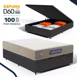Cama Box Baú com Colchão Gazin de Espuma D60 Double Face Force PLUS Casal 138cm