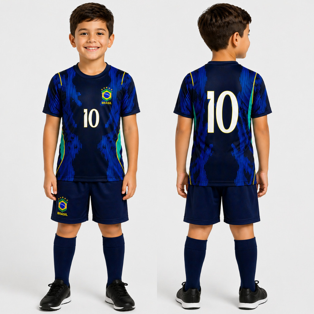Conjunto Infantil Juvenil do Brasil Azul Novo Copa