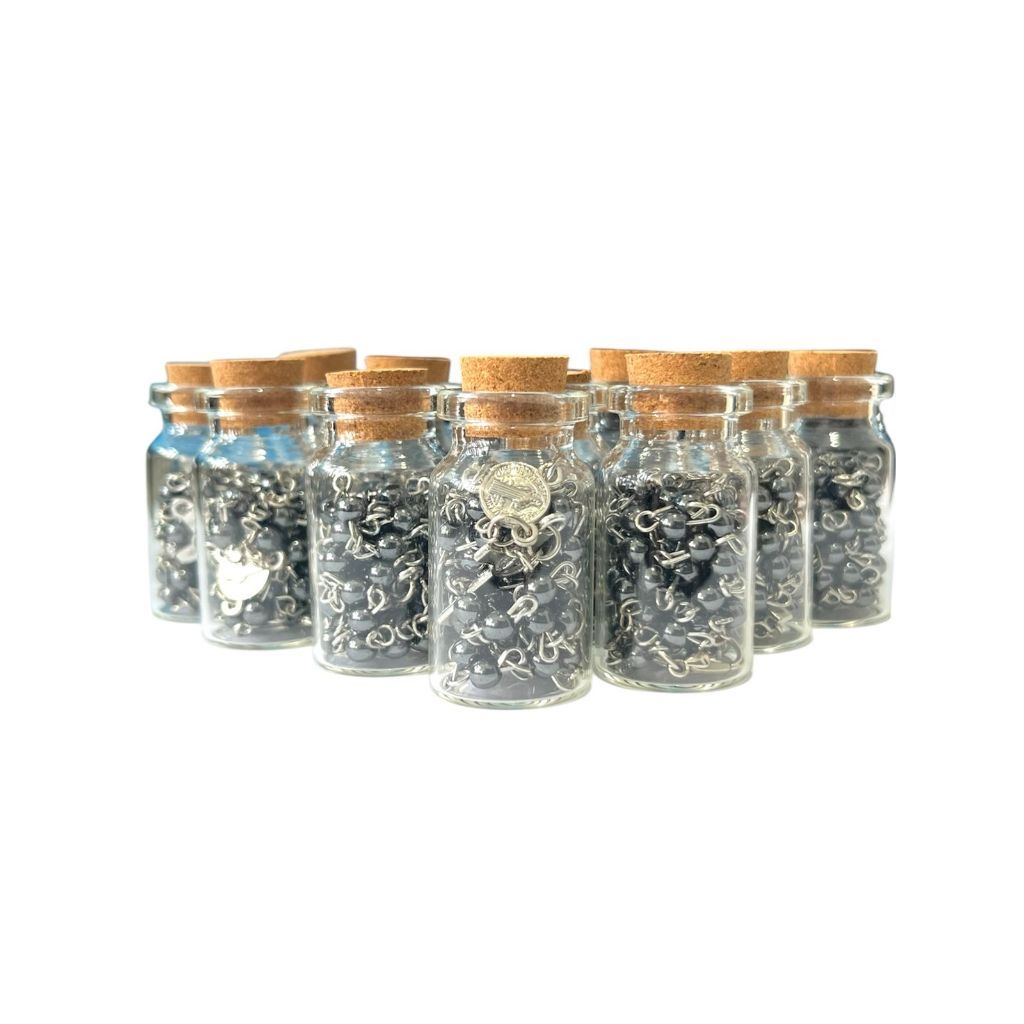 Kit 6 Terços No Vidrinho Hematita Pescoço Lindo Proteção Promoção