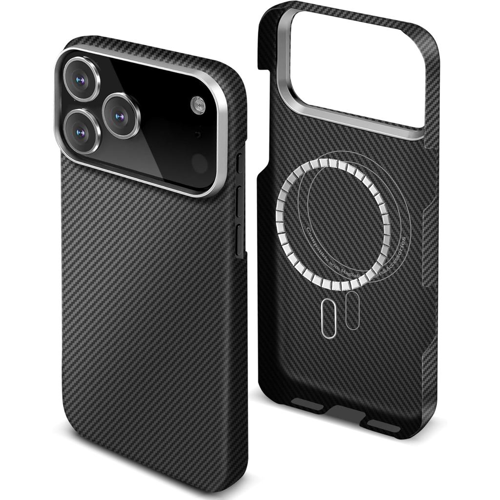Capa de Fibra de Carbono para iPhone 17 Pro Max, Fina e Confortável, Capa Minima