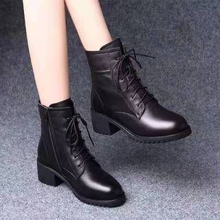 Wenzhou primavera inverno novo estilo de couro macio Martin botas femininas estilo britânico salto médio salto grosso 20