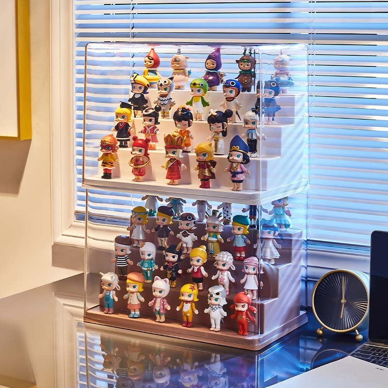 Meu meu mistério caixa de armazenamento expositor escada-estilo boneca expositor brinquedo Pop Mart Anti-poeira Lego fig