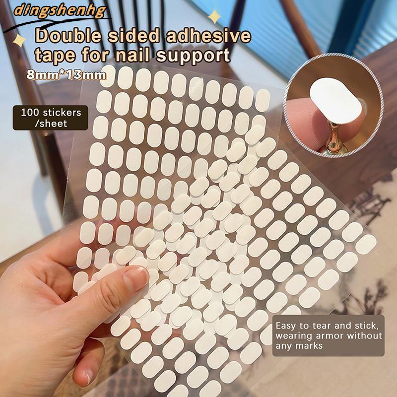 100 Pçs/Folha Branco Elipse Manicure Suporte Dupla Face Fita Adesiva Para Arte Do Prego Trabalho Display Unhas Falsas Ex