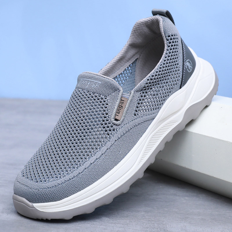 Sapatos de pano antigos de pequim, sapatos de rede masculinos de verão, sapatos de malha respirável, sapatos de pai para