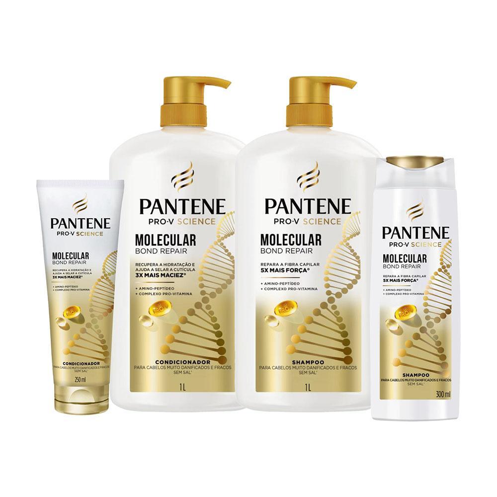 Kit Pantene Bond Repair Shampoo 1L + 300ml e Condicionador 1L + 250ml Reparador Molecular