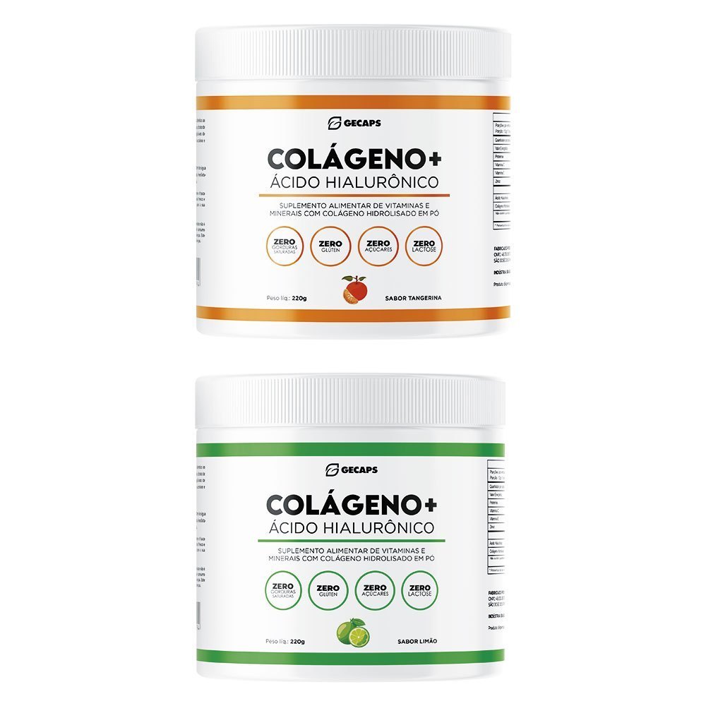 Kit 2x Colágeno + Ácido Hialurônico Limão - Tangerina Zero Açúcar