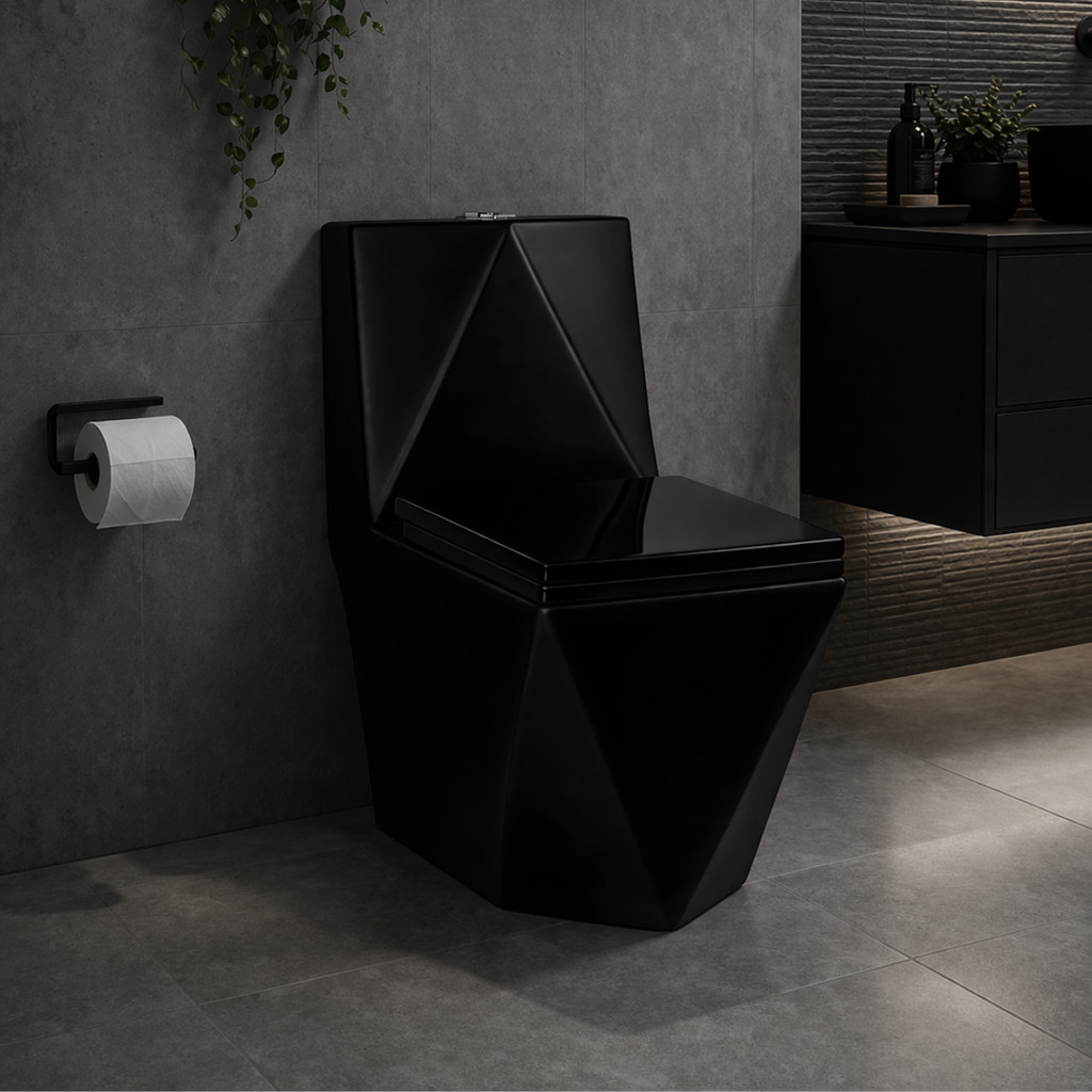 Vaso Sanitário Monobloco Caixa Acoplada Berlim Preto Cerâmica Descarga Vórtex