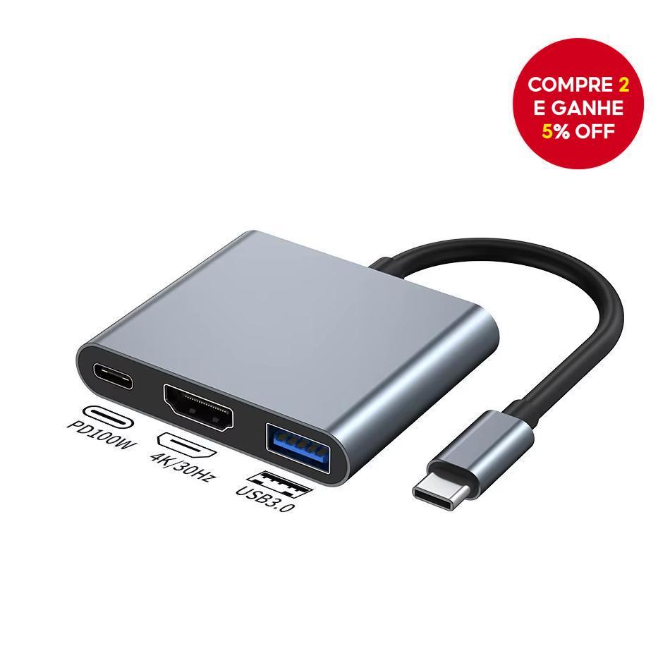 Tipo C OTG 3 Em 1 Adaptador USB3.0 Para HDMI 4K PD Conversor Fêmea De Hub USB De Carregamento Rápido