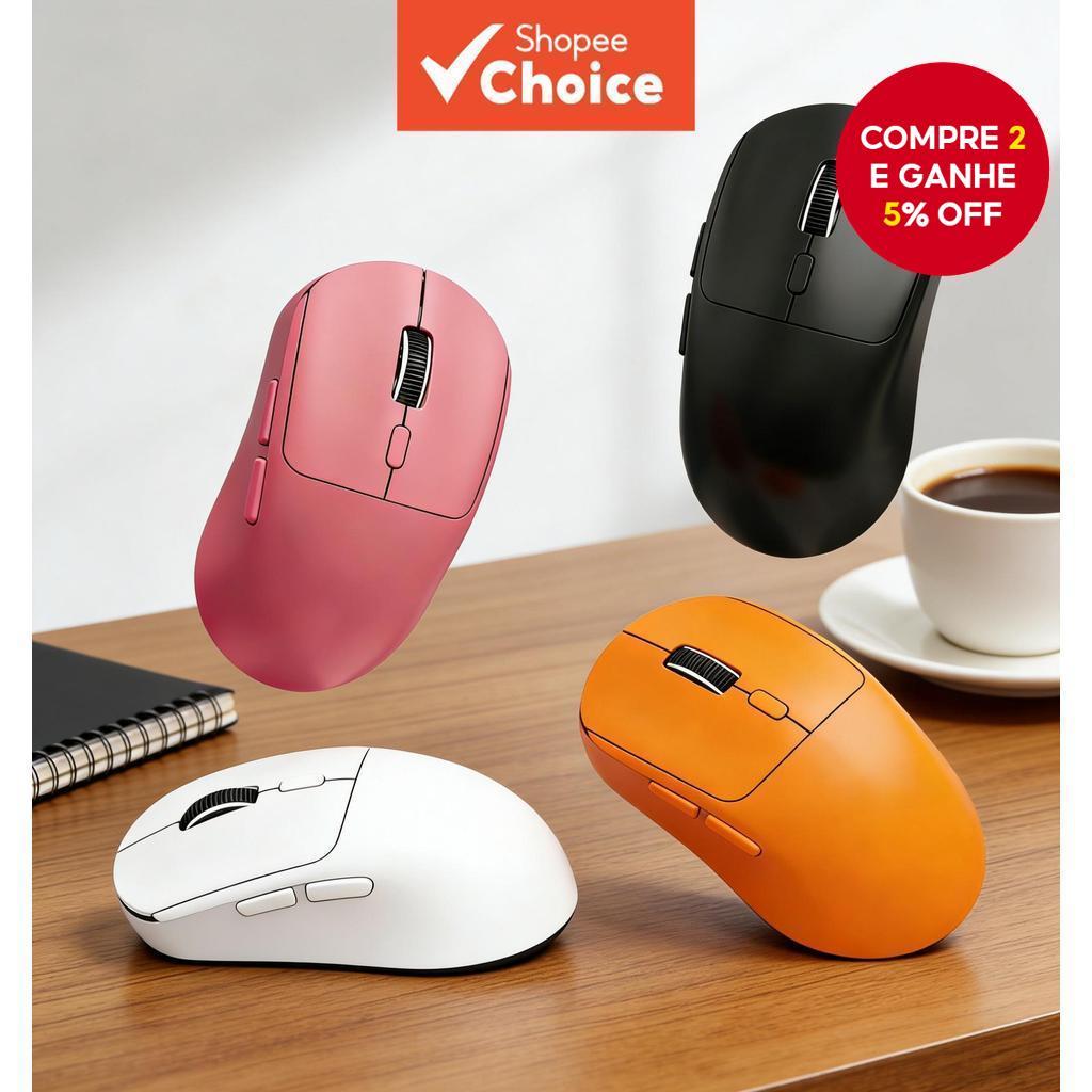 Mouse Gamer Silencioso Recarregável | Modos Duplos 2.4G + Bluetooth, Ergonômico, Longa Duração da Bateria, para