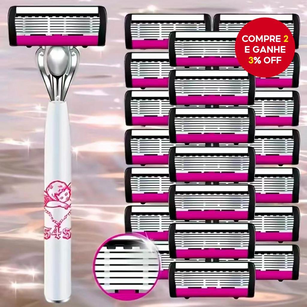 Conjunto De Barbeador De Segurança Unissex De 6 Camadas – Lâminas À Prova De Ferrugem , Tiras Antiderrapantes , Kit De B