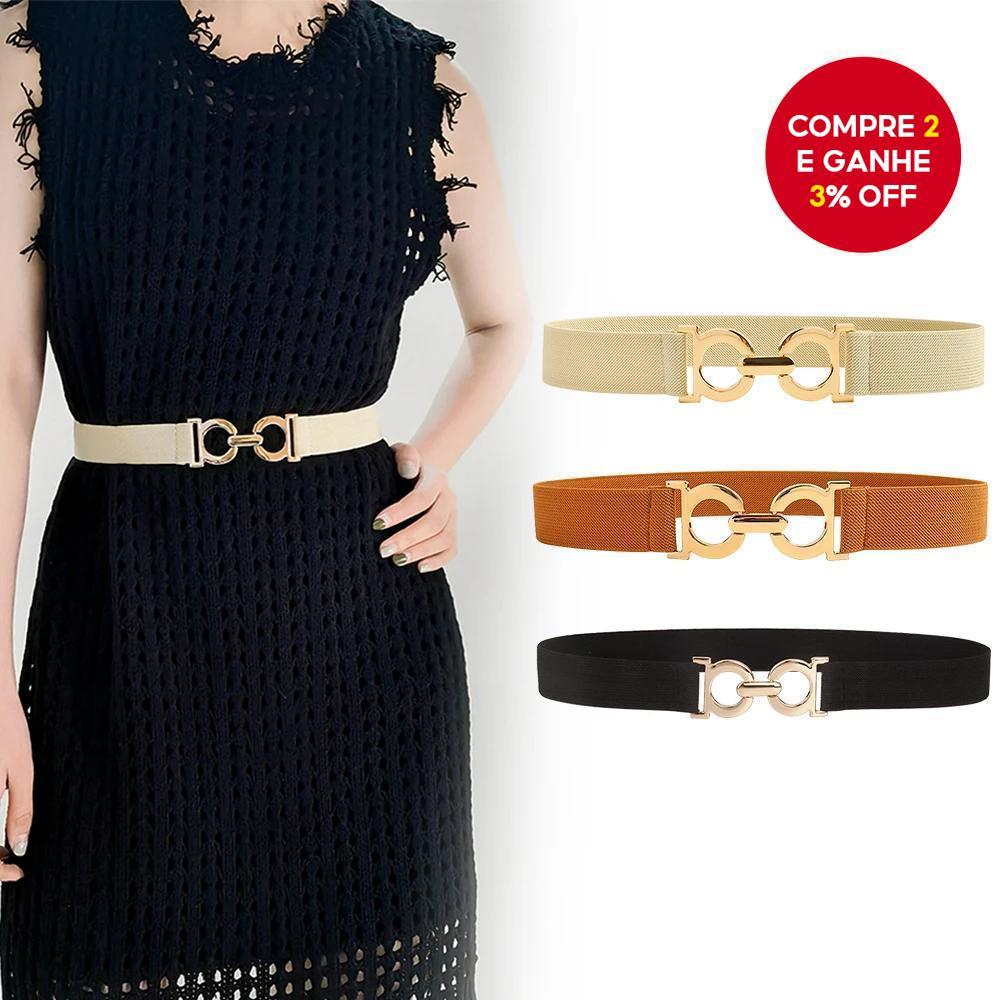 Cinto Elástico Feminino Estilo Coreano De Cintura Dourado Para Vestidos